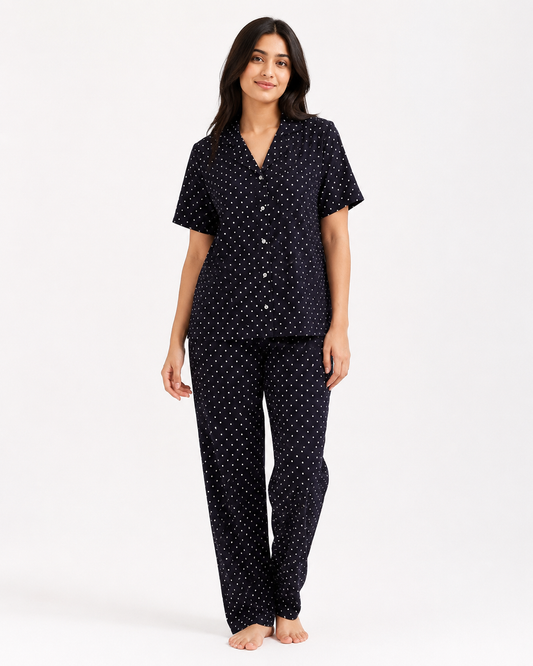 Black polka dot set