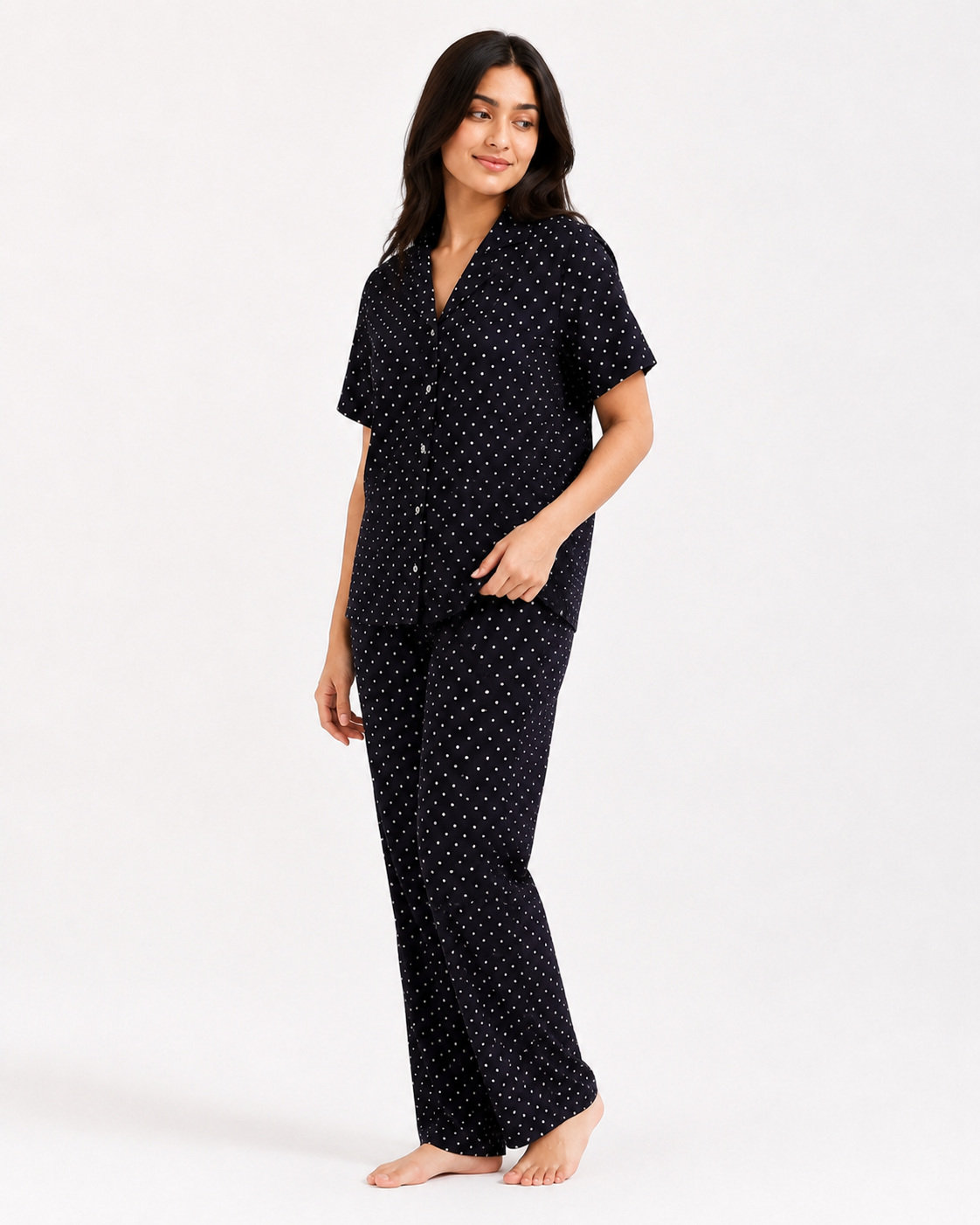 Black polka dot set